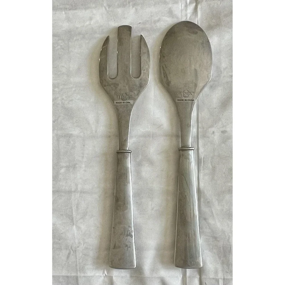Lenox Vibe Hollowware Spoon Fork Serving Set Ornate Stainless‎ Steel 13